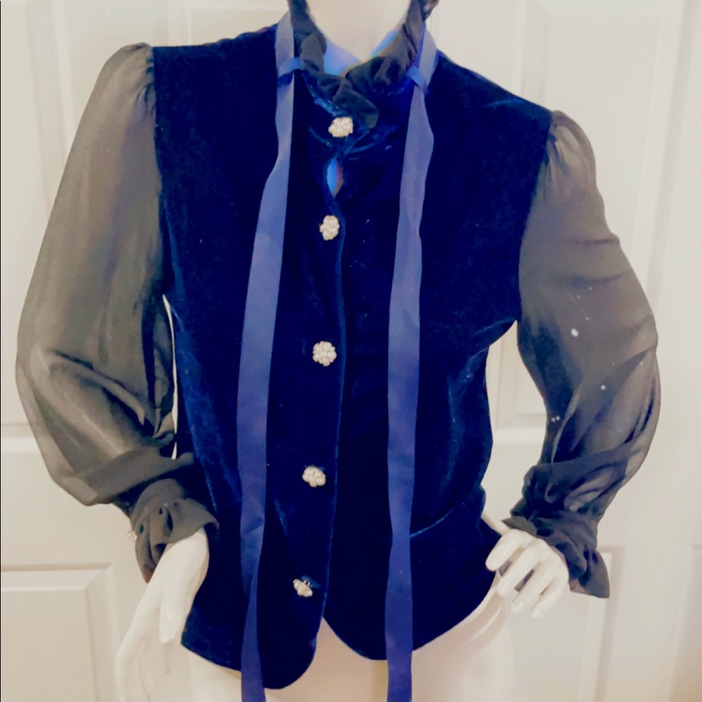 Lovely Blue Velvet Top